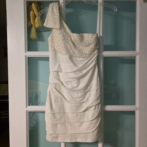 City Triangles Ivory One-Shoulder Dress